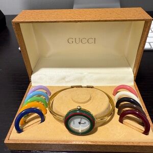 Gucci Women's Gold Watch with Colorful Bezels